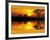 Africa Parading along the Lake-kesipun-Framed Premium Photographic Print