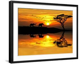 Africa Parading along the Lake-kesipun-Framed Premium Photographic Print