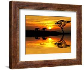 Africa Parading along the Lake-kesipun-Framed Photographic Print