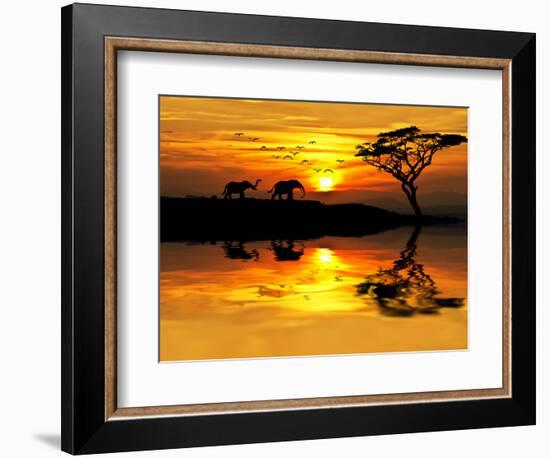 Africa Parading along the Lake-kesipun-Framed Photographic Print