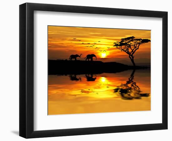 Africa Parading along the Lake-kesipun-Framed Photographic Print