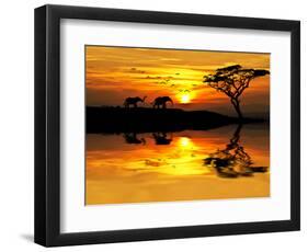 Africa Parading along the Lake-kesipun-Framed Photographic Print