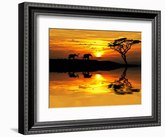 Africa Parading along the Lake-kesipun-Framed Photographic Print