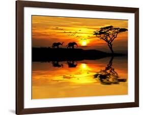 Africa Parading along the Lake-kesipun-Framed Photographic Print