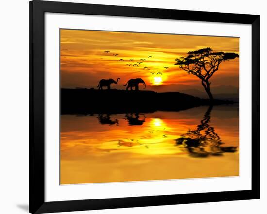 Africa Parading along the Lake-kesipun-Framed Photographic Print