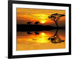 Africa Parading along the Lake-kesipun-Framed Photographic Print