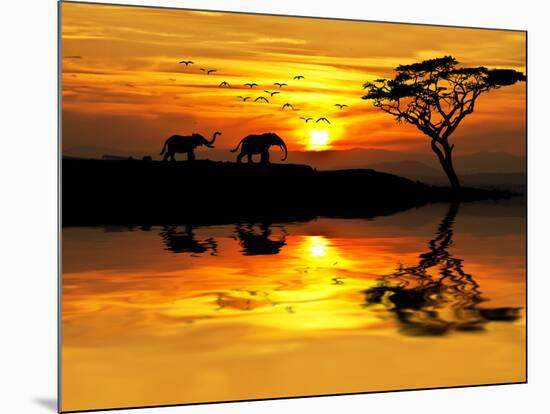 Africa Parading along the Lake-kesipun-Mounted Photographic Print