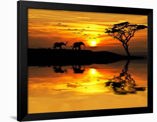 Africa Parading along the Lake-kesipun-Framed Photographic Print