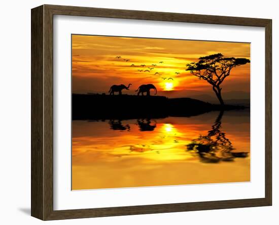 Africa Parading along the Lake-kesipun-Framed Photographic Print