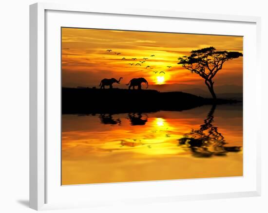 Africa Parading along the Lake-kesipun-Framed Photographic Print