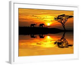 Africa Parading along the Lake-kesipun-Framed Photographic Print