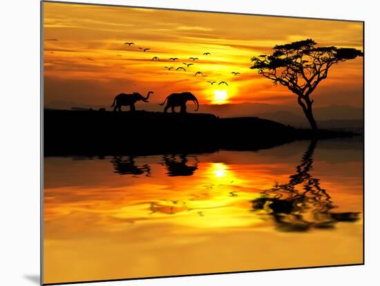 Africa Parading along the Lake-kesipun-Mounted Photographic Print