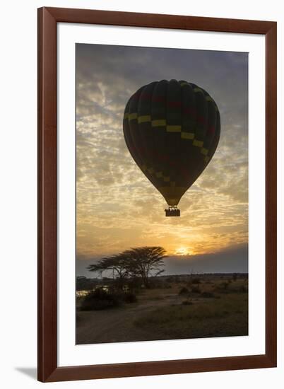 Africa. Tanzania. Hot air balloon crossing the Mara River, Serengeti National Park.-Ralph H. Bendjebar-Framed Photographic Print