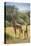 Africa, Tanzania, Serengeti National Park. Giraffe parent and young.-Jaynes Gallery-Stretched Canvas