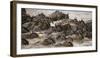 Africa. Tanzania. Wildebeest herd crossing the Mara River, Serengeti National Park.-Ralph H. Bendjebar-Framed Photographic Print