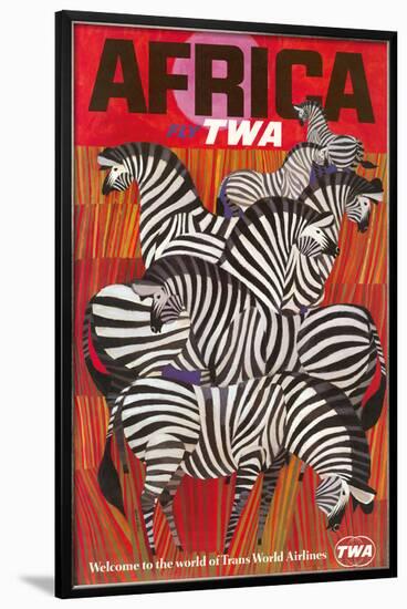 Africa - Trans World Airlines Fly TWA - Zebras-null-Framed Giclee Print
