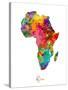 Africa Watercolor Map-Michael Tompsett-Stretched Canvas