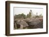 Africa, West Africa, Benin, Beri. Thatched rooves of traditional dwellings in front of palm trees.-Alida Latham-Framed Photographic Print