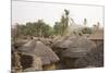 Africa, West Africa, Benin, Beri. Thatched rooves of traditional dwellings in front of palm trees.-Alida Latham-Mounted Photographic Print