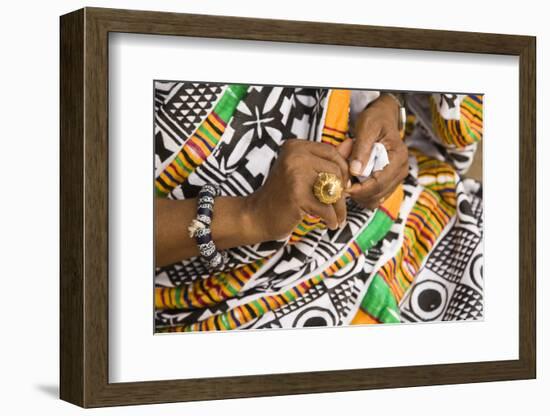 Africa, West Africa, Ghana, Kumasi. Close-up of cheif's jewelry and dress-Alida Latham-Framed Photographic Print