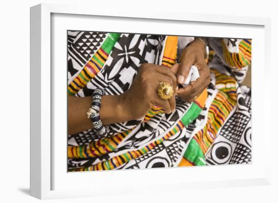 Africa, West Africa, Ghana, Kumasi. Close-up of cheif's jewelry and dress-Alida Latham-Framed Photographic Print