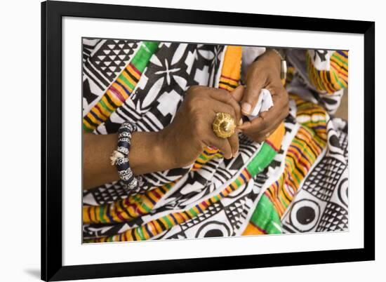 Africa, West Africa, Ghana, Kumasi. Close-up of cheif's jewelry and dress-Alida Latham-Framed Photographic Print