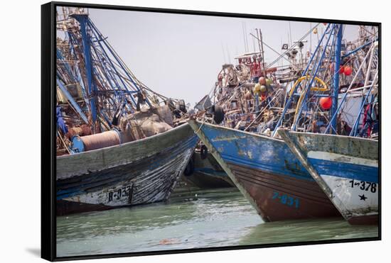 Africa, Western Sahara, Dakhla. Group of Rusting and Aged Fishing Boats-Alida Latham-Framed Stretched Canvas