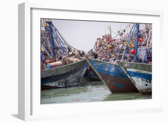 Africa, Western Sahara, Dakhla. Group of Rusting and Aged Fishing Boats-Alida Latham-Framed Photographic Print