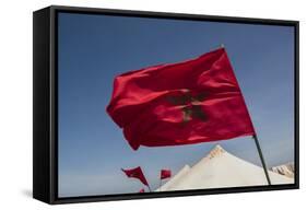 Africa, Western Sahara, Dakhla. the Flag of Morocco Blowing in the Wind-Alida Latham-Framed Stretched Canvas