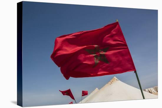 Africa, Western Sahara, Dakhla. the Flag of Morocco Blowing in the Wind-Alida Latham-Stretched Canvas