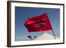 Africa, Western Sahara, Dakhla. the Flag of Morocco Blowing in the Wind-Alida Latham-Framed Photographic Print