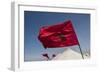 Africa, Western Sahara, Dakhla. the Flag of Morocco Blowing in the Wind-Alida Latham-Framed Photographic Print