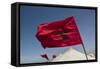 Africa, Western Sahara, Dakhla. the Flag of Morocco Blowing in the Wind-Alida Latham-Framed Stretched Canvas