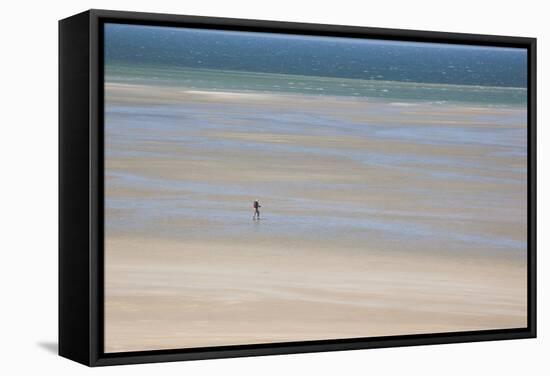 Africa, Western Sahara, Dakhla. Trist Walking Along the Beach of the Atlantic-Alida Latham-Framed Stretched Canvas