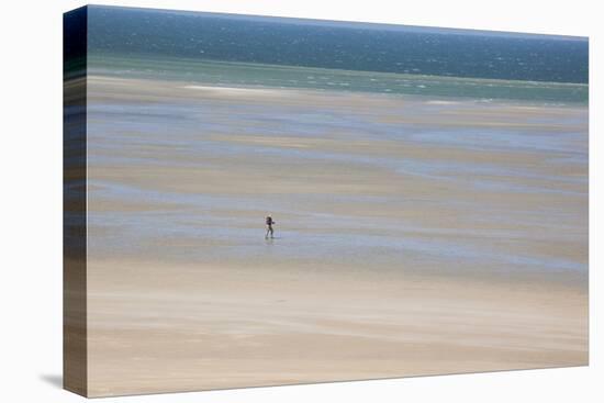 Africa, Western Sahara, Dakhla. Trist Walking Along the Beach of the Atlantic-Alida Latham-Stretched Canvas