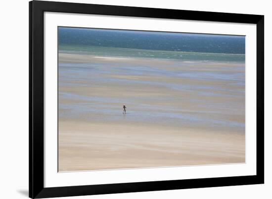 Africa, Western Sahara, Dakhla. Trist Walking Along the Beach of the Atlantic-Alida Latham-Framed Photographic Print