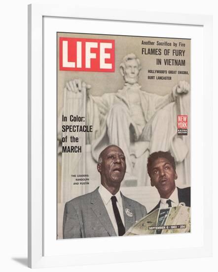 African American Activists Randolph and Rustin, Organizers of the Freedom March, September 6, 1963-Leonard Mccombe-Framed Photographic Print