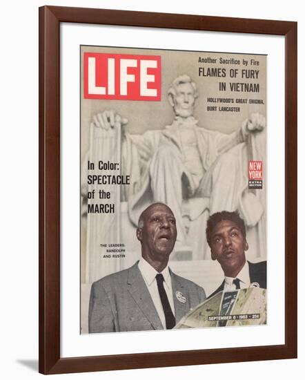 African American Activists Randolph and Rustin, Organizers of the Freedom March, September 6, 1963-Leonard Mccombe-Framed Photographic Print