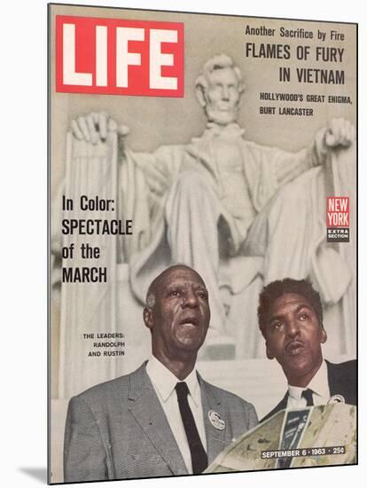 African American Activists Randolph and Rustin, Organizers of the Freedom March, September 6, 1963-Leonard Mccombe-Mounted Photographic Print