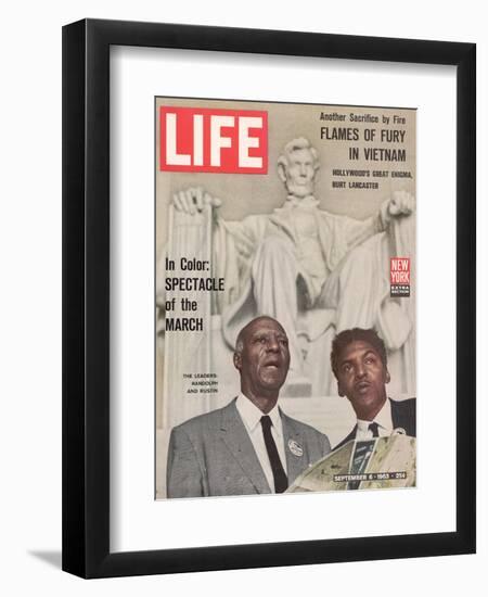 African American Activists Randolph and Rustin, Organizers of the Freedom March, September 6, 1963-Leonard Mccombe-Framed Premium Photographic Print