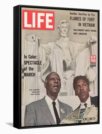 African American Activists Randolph and Rustin, Organizers of the Freedom March, September 6, 1963-Leonard Mccombe-Framed Stretched Canvas