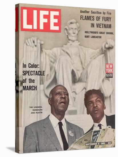 African American Activists Randolph and Rustin, Organizers of the Freedom March, September 6, 1963-Leonard Mccombe-Stretched Canvas