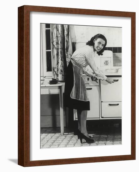 African American Actress Lena Horne at a Gas Stove-null-Framed Photo