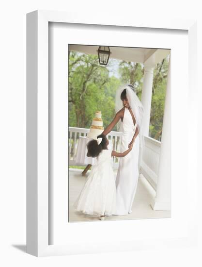 African American Bride Dancing with Flower Girl-Blend Images-Framed Photographic Print