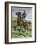 African-American Buffalo Soldier Riding a Frisky Horse Fresh from the Herd, 1880s-null-Framed Giclee Print