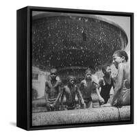 African American Children Playing in a Fountain-Marie Hansen-Framed Stretched Canvas