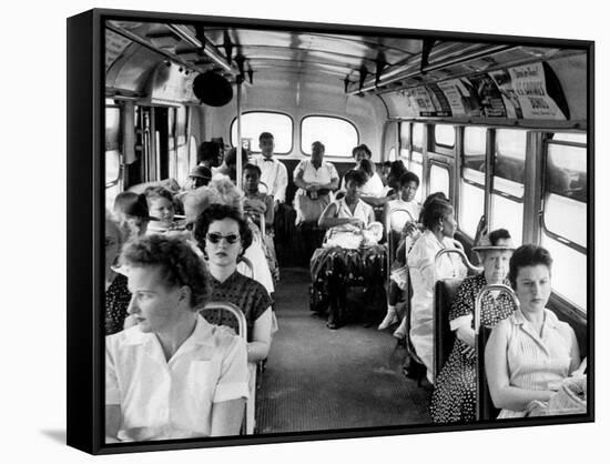 African American Citizens Sitting in the Rear of the Bus in Compliance with Florida Segregation Law-Stan Wayman-Framed Stretched Canvas