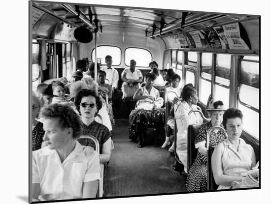 African American Citizens Sitting in the Rear of the Bus in Compliance with Florida Segregation Law-Stan Wayman-Mounted Photographic Print