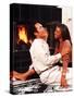 African-American Couple Sitting by the Fireplace-Bill Bachmann-Stretched Canvas