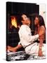 African-American Couple Sitting by the Fireplace-Bill Bachmann-Stretched Canvas